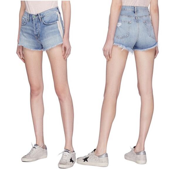 SANDRINE ROSE The Doll Handmade Original Tuxedo Stripe Denim Cut-Off Shorts 27